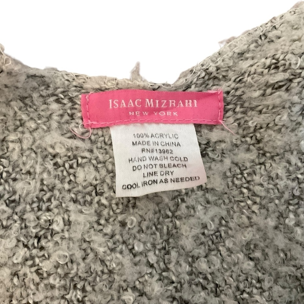 Isaac Mizrahi New York Gray Boucle Fringe Shawl Wrap - Picture 7 of 7